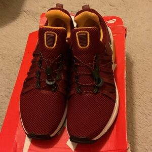 Nike Men's Burgundy and Yellow Sneakers